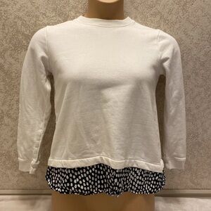 J. Crew White Sweatshirt with Black Polka Dot Trim